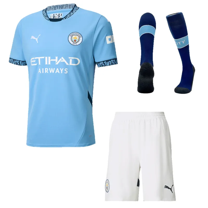 1cc0621bef 24-25 Manchester City Home Whole Kit Jersey+Shorts+Socks - Image 1