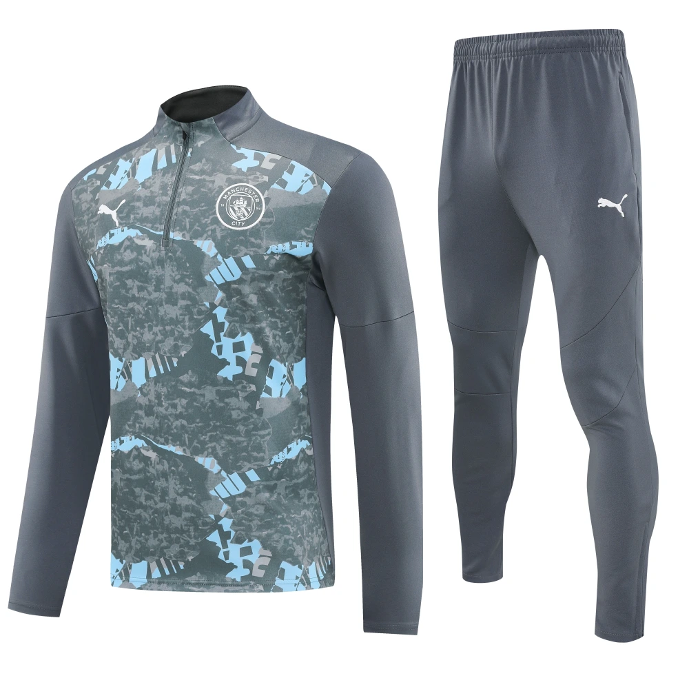 31754890659000-152130b225-14-9 Manchester City Authentic Training Kit (Sweatshirt+Pants)Grey 2025-26 - Image 1