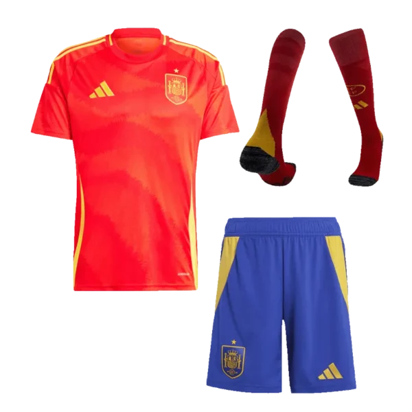 Spain Home Whole Kit(Jersey+Shorts+Socks) Euro 2024