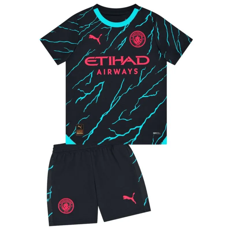ca132c6eb2 2023/24 Kids Manchester City Third Away Kit Jersey+Shorts - Image 1